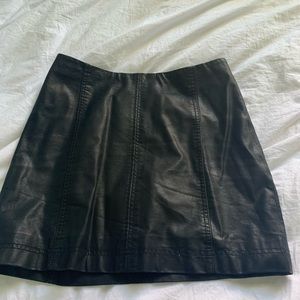 free people black leather skirt